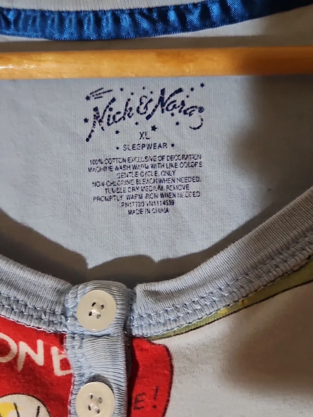 Nick & Nora Light Blue Cartoon Heart Henley Nightshirt - Picture 2 of 5